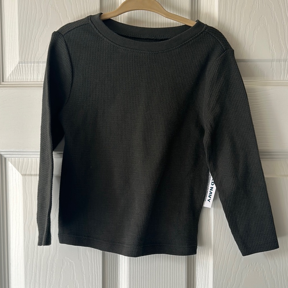 New Black Long Sleeve Kids thermal, waffle knit size 2T
